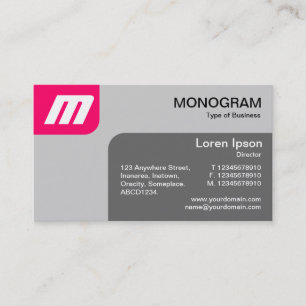 Platten-Monogramm - Neonrotes und grau Visitenkarte