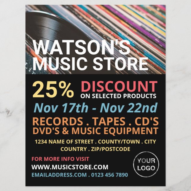 Platten, Music Store Werbung Flyer (Vorne)