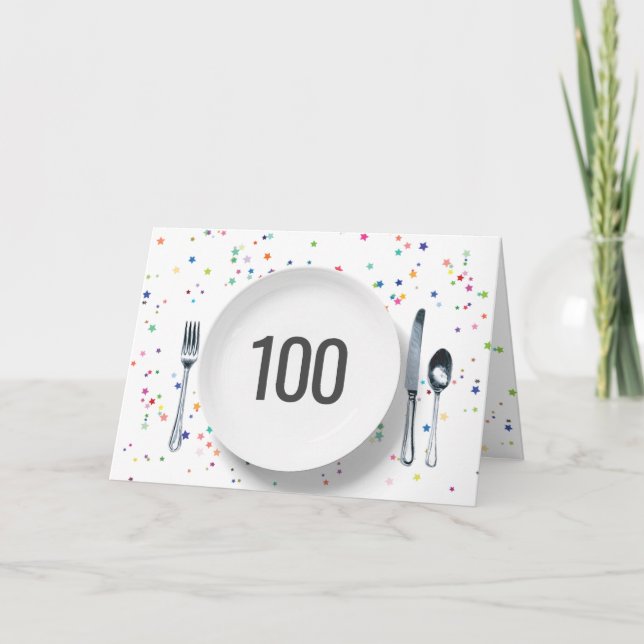 Platten und Silberwaren zum 100. Geburtstag Karte (Vorderseite)