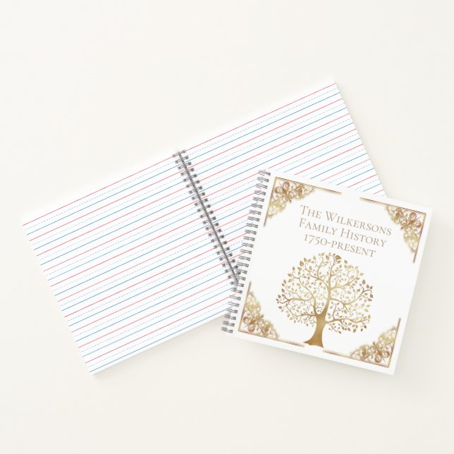 Platten zur Genealogie von Vintagen Goldfamilien Notizbuch (Innenseite)