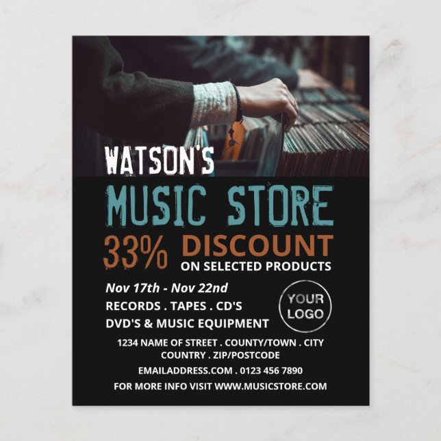 Plattenauswahl, Musik-Store-Werbung Flyer (Vorne)