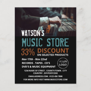 Plattenauswahl, Musik-Store-Werbung Flyer