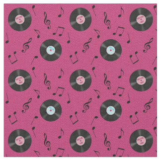 Plattenen-Musik-Gewebe KRW rosa Retro Stoff