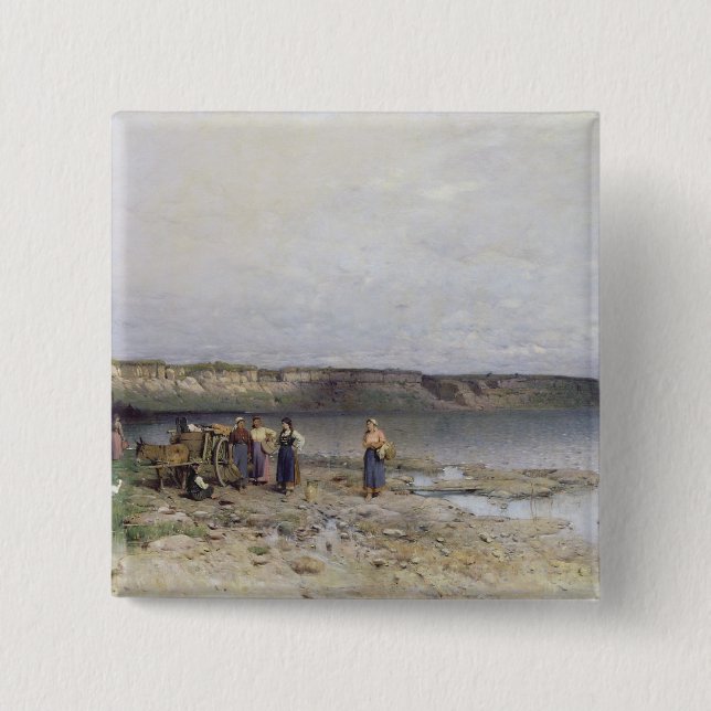 Plattensee mit dem Ufer von Akarattya, 1885 Button (Vorderseite)