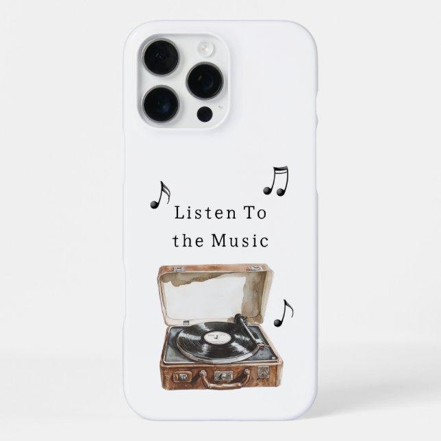 Plattenspieler Musiknoten iPhone Hülle (Rückseite)