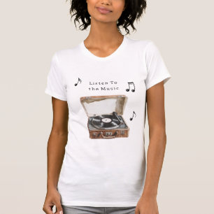 Plattenspieler Musiknoten T-Shirt