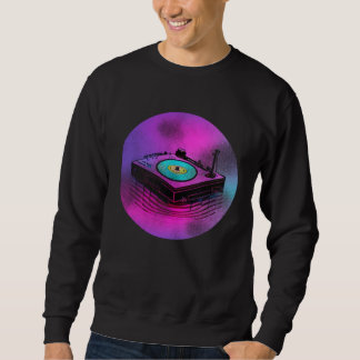 Plattenspieler Retro Stil Vintage LP DJ 70er Sweatshirt