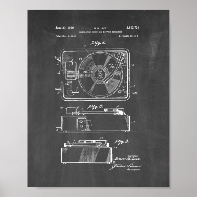 Plattenspielerpatent - Chalkboard Poster (Vorne)