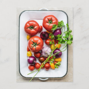 Platter-Foto für Tomaten und Zwiebeln Postkarte