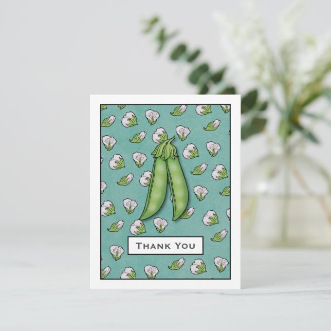 Platterbsen Babydusche Flat Danke Karte (Stehend Vorderseite)