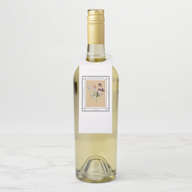 Platterbsen Blume Vintag Muttertag Flaschenanhänger (Auf Flasche)