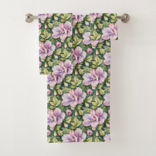 Platterbsen in Rosa und Lavendel Badhandtuch Set