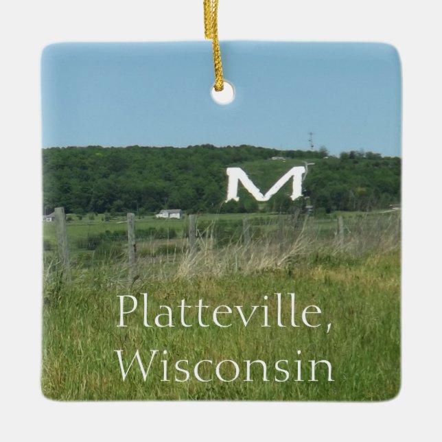 Platteville, Wisconsin, Mittelwestbetrieb, Weihnac Keramikornament (Vorderseite)