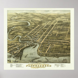 Plattsburgh NY, 1877: Old Print Poster