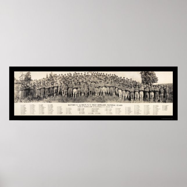 Plattsburgh NY Artillery Foto 1916 Poster (Vorne)