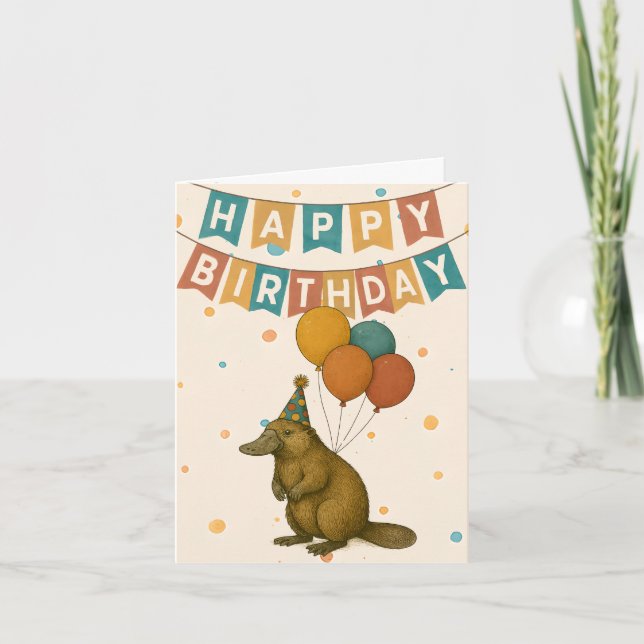 Platypus Birthday Card - Niedliche Aussie Animal Karte (Vorderseite)