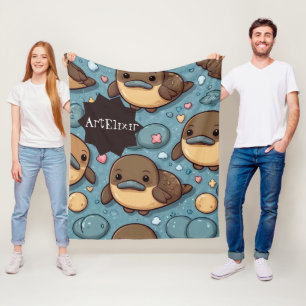 Platypus Brown Print Fleecedecke