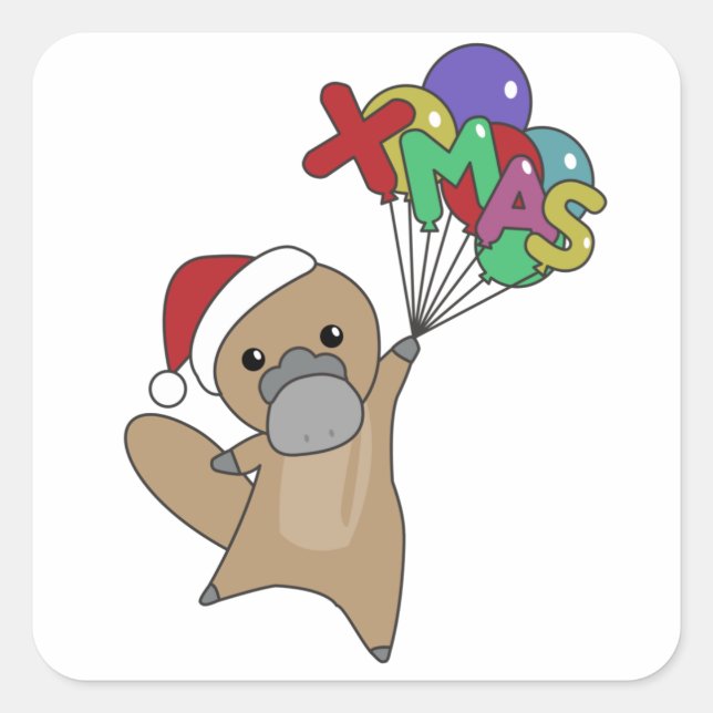 Platypus Christmas Platypus Cute Animals Quadratischer Aufkleber (Vorderseite)