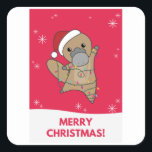 Platypus Christmas Tabes Sweet Animals Quadratischer Aufkleber<br><div class="desc">The platypus for Christmas with fairy lights. Funny animals with ohrs for the holidays. Also funny for Christmas in July. Platypuses are cute animals and perfect for Christmas.</div>