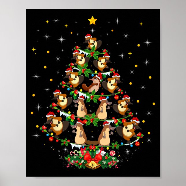 Platypus Christmas Tee Gift Santa Hat Platypus Chr Poster (Vorne)