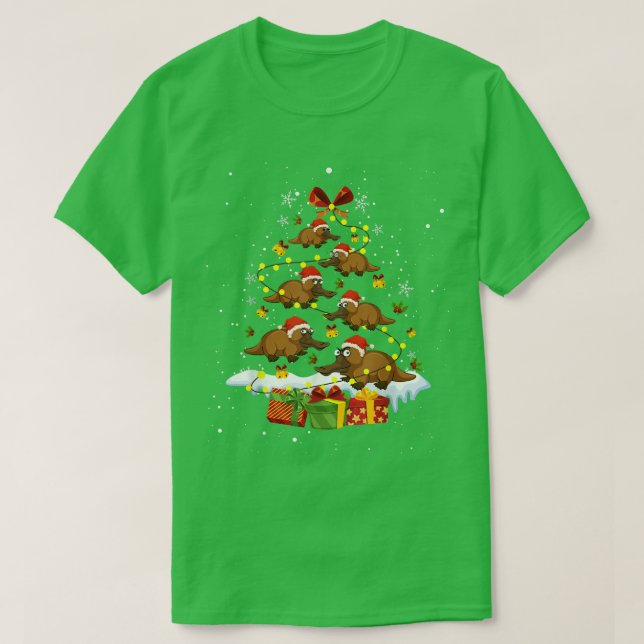 Platypus Christmas Tree Beaver Cute Funny  T-Shirt (Design vorne)