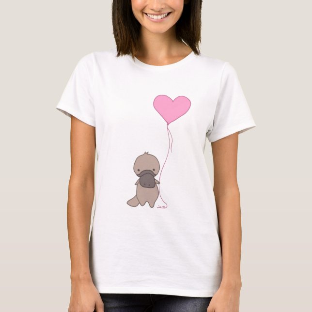 Platypus Holding Heart Balloon T-Shirt (Vorderseite)