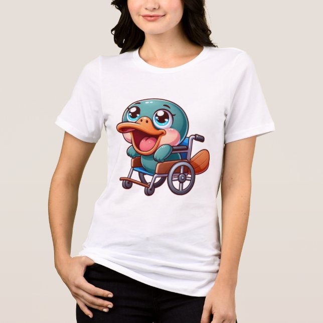 Platypus im Rollstuhl Tri-Blend Shirt (Vorderseite)