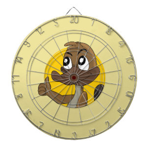 Platypus mit Daumen auf Cartoon Dartscheibe