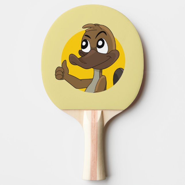 Platypus mit Daumen auf Cartoon Tischtennisplatte Tischtennis Schläger (Vorderseite)