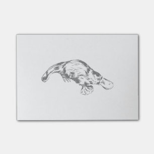 Platypus realistische Schwarz-Weiß-Illustration Post-it Klebezettel