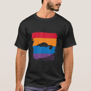 Platypus-Schatten-Silhouette mit farbenfroher Flag T-Shirt