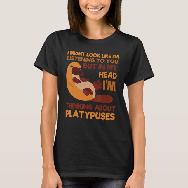 Platypus Thinking About Duck-Billed Zoologist Vete T-Shirt (Vorderseite)