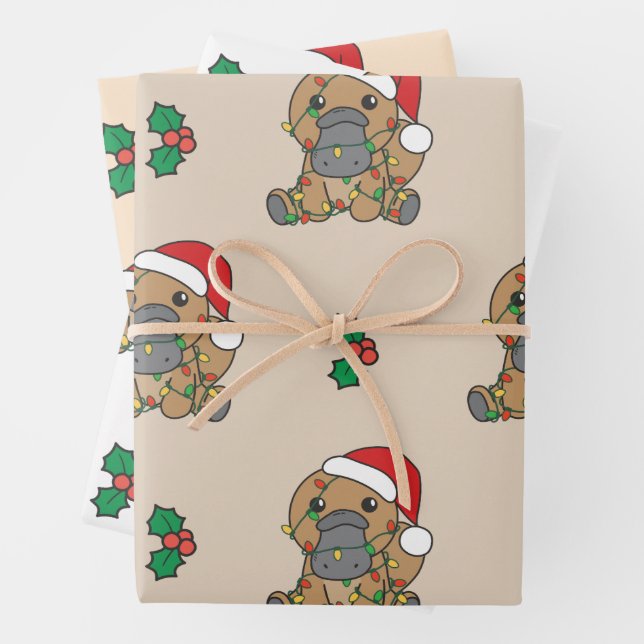 Platypus Weihnachts-Wintertiere Urlaub Platypus Geschenkpapier Set (Beispiel)