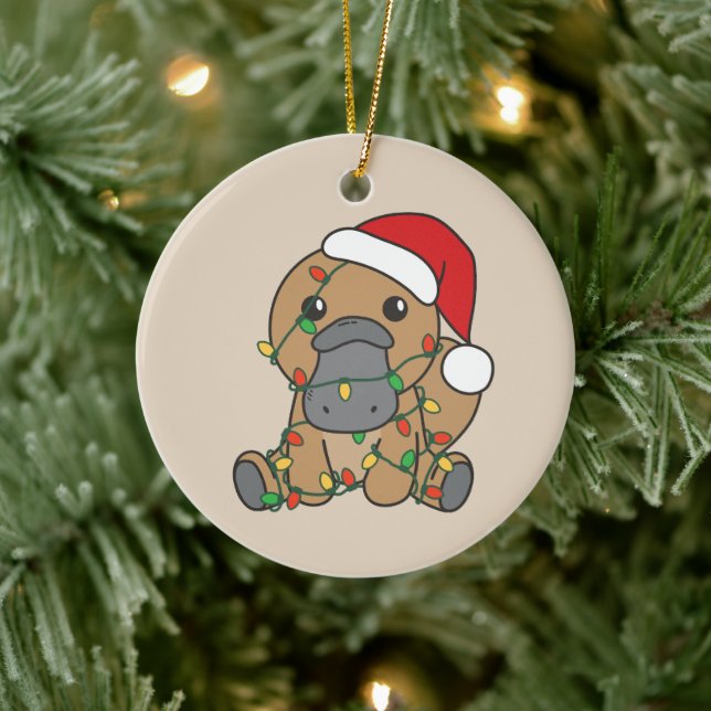 Platypus Weihnachts-Wintertiere Urlaub Platypus Keramik Ornament (Baum)