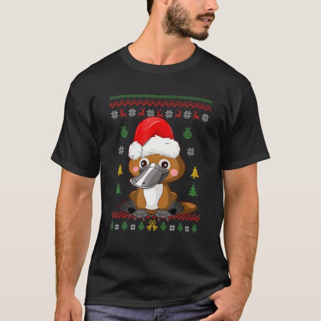 Platypus Weihnachtsbaum Weihnachtsmannmütze Ugly X T-Shirt (Vorderseite)