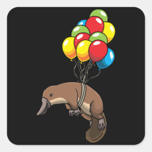 Platypus with Ballons Quadratischer Aufkleber