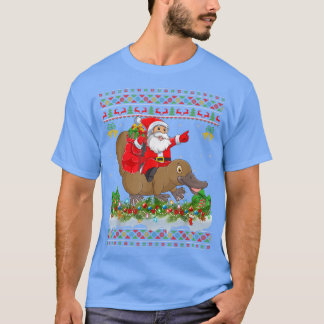Platypus Xmas Pajama Ugly Santa Riding Platypus Ch T-Shirt