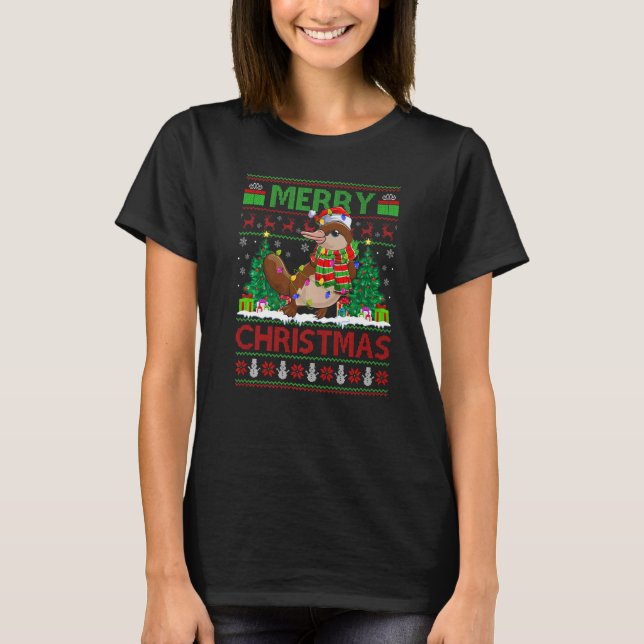 Platypus  Xmas Tree Ugly Santa Platypus Christmas T-Shirt (Vorderseite)