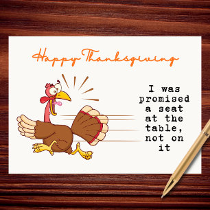 Platz am Tisch Lustiger Thanksgiving-Truthahn Feiertagskarte