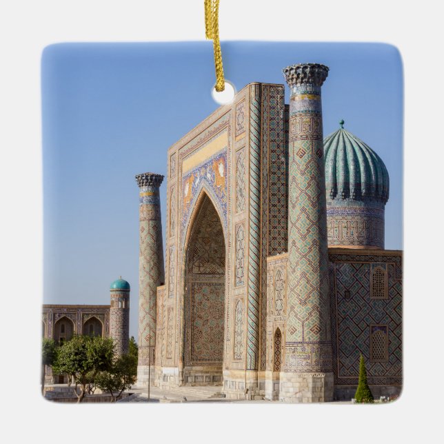 Platz bei Sonnenuntergang - Samarkand, Usbekistan Keramikornament (Vorderseite)
