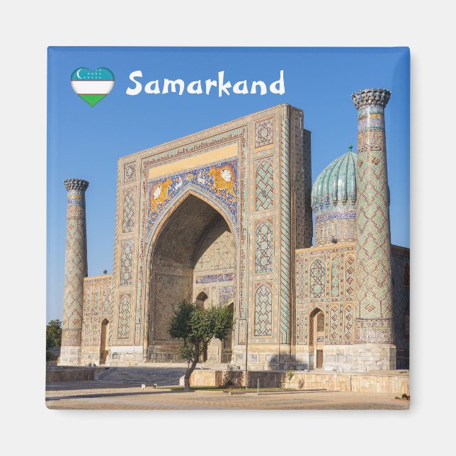 Platz bei Sonnenuntergang - Samarkand, Usbekistan Magnet (Vorne)