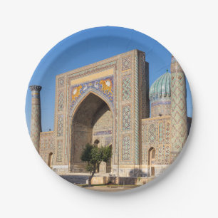Platz bei Sonnenuntergang - Samarkand, Usbekistan Pappteller