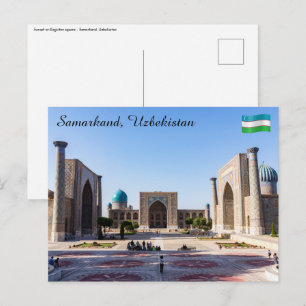 Platz bei Sonnenuntergang - Samarkand, Usbekistan Postkarte