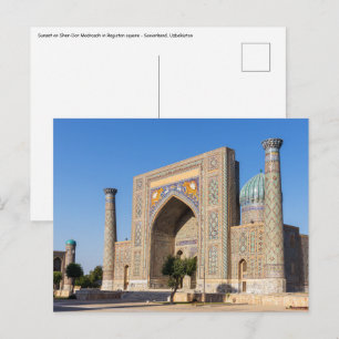 Platz bei Sonnenuntergang - Samarkand, Usbekistan Postkarte