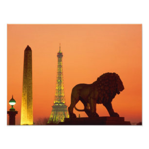 Platz der Concorde; Eiffelturm; Obelisk; Fotodruck