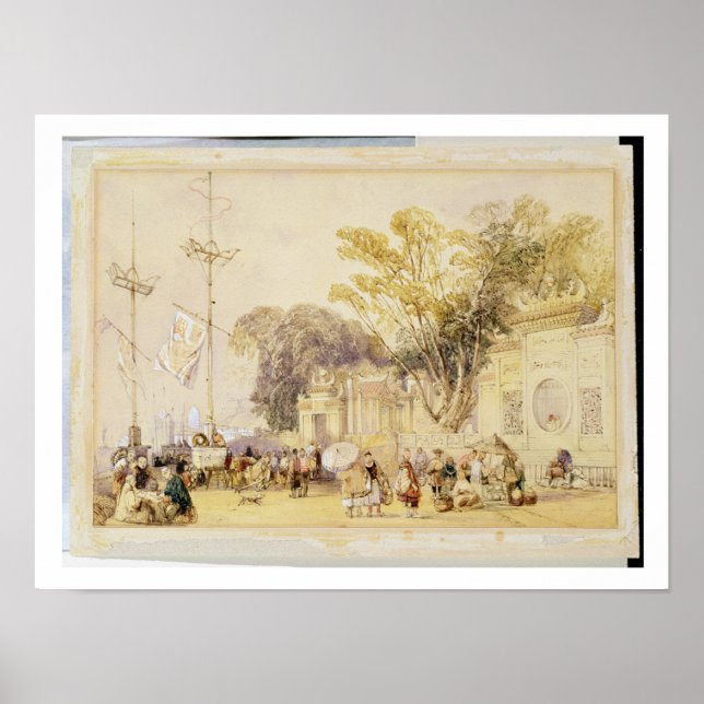 Platz des Dorfes in der Bucht von Hongkong, Teller Poster (Vorne)