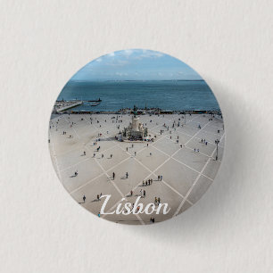 Platz des Handels von oben in Lissabon, Portugal Button