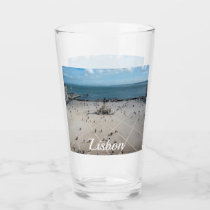 Platz des Handels von oben in Lissabon, Portugal Glas