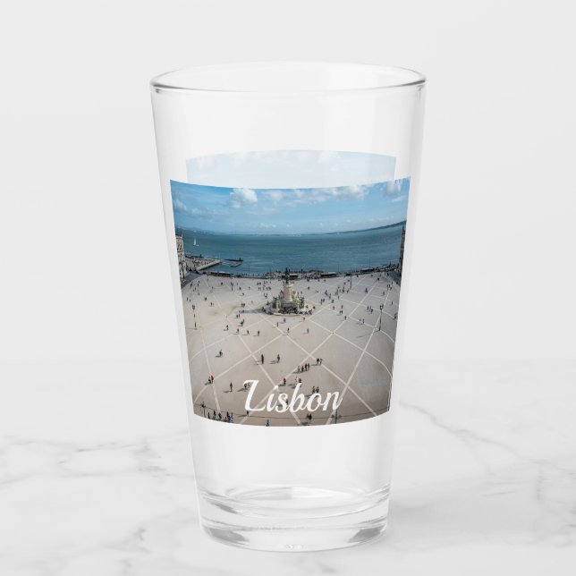 Platz des Handels von oben in Lissabon, Portugal Glas (Vorderseite)