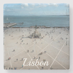 Platz des Handels von oben in Lissabon, Portugal Steinuntersetzer